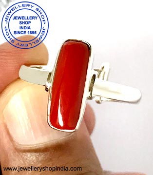 Coral Gemstone Silver Ring Design