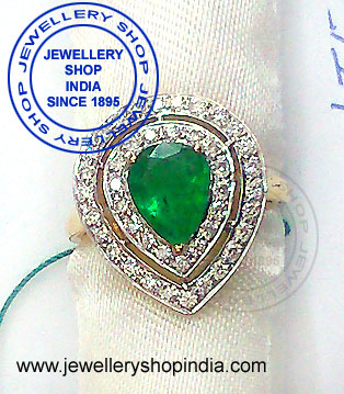 Emerald Gemstone Ring Designs with Diamonds in White Gold