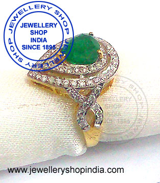 Emerald Gemstone Ring Designs with Diamonds in White Gold