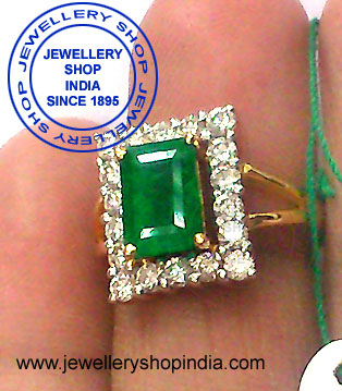 Emerald Stone Ring Designs with Diamonds in White Gold