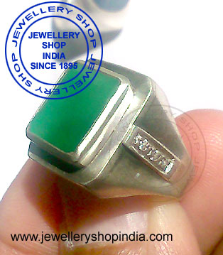 Emerald Gemstone Ring Designs for Man in Silver