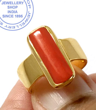 Jewellery Design Red Coral Ring in Gold