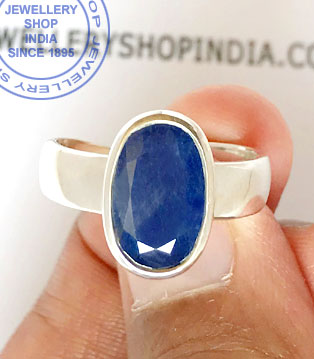 Jewellery Design Blue Sapphire Gemstone Ring in Silver