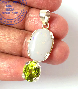Jewellery Design Opal Peridot Gemstone Pendant