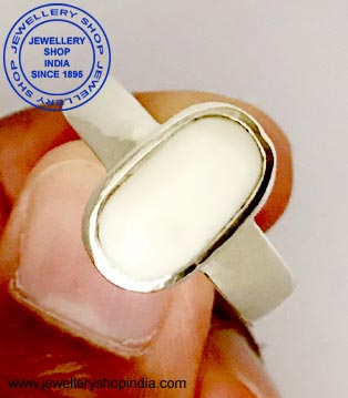 White Coral Gemstone Ring Design